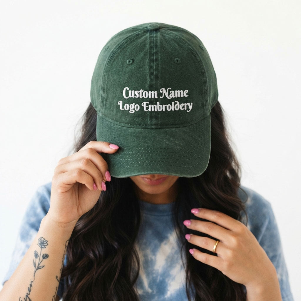 Embroidered Custom Baseball Cap | Personalized Name Logo, Free Design Service